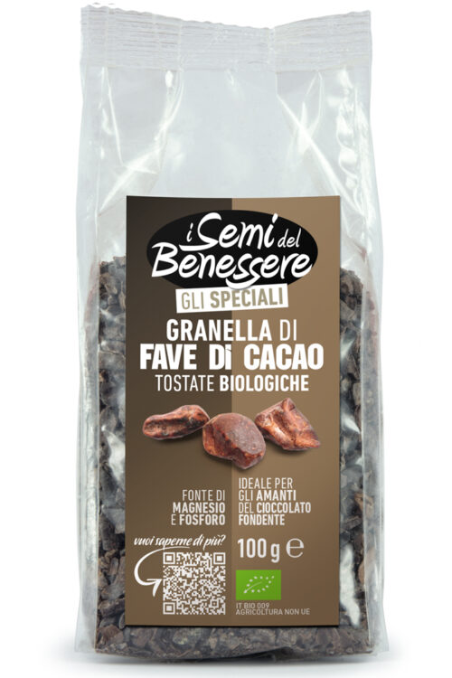 Fave di cacao tostate in granella biologiche